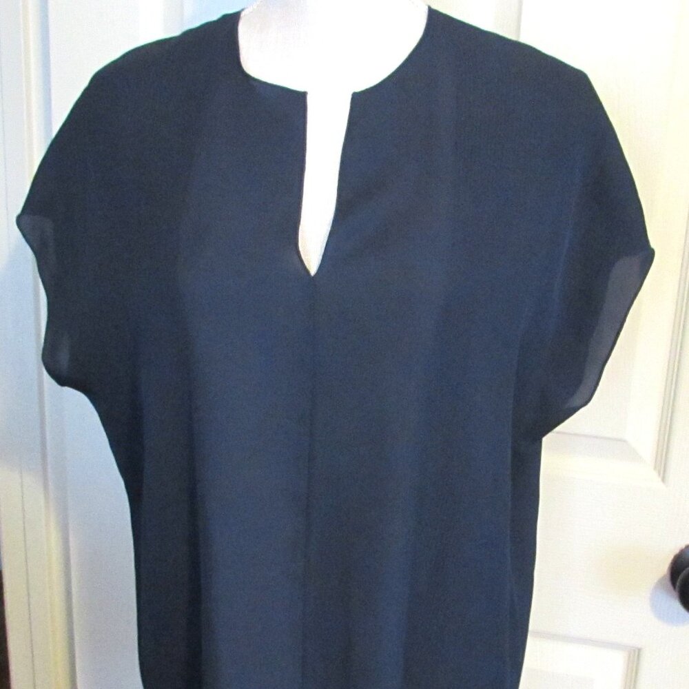 Vince Midnight Blue V-Neck Blouse